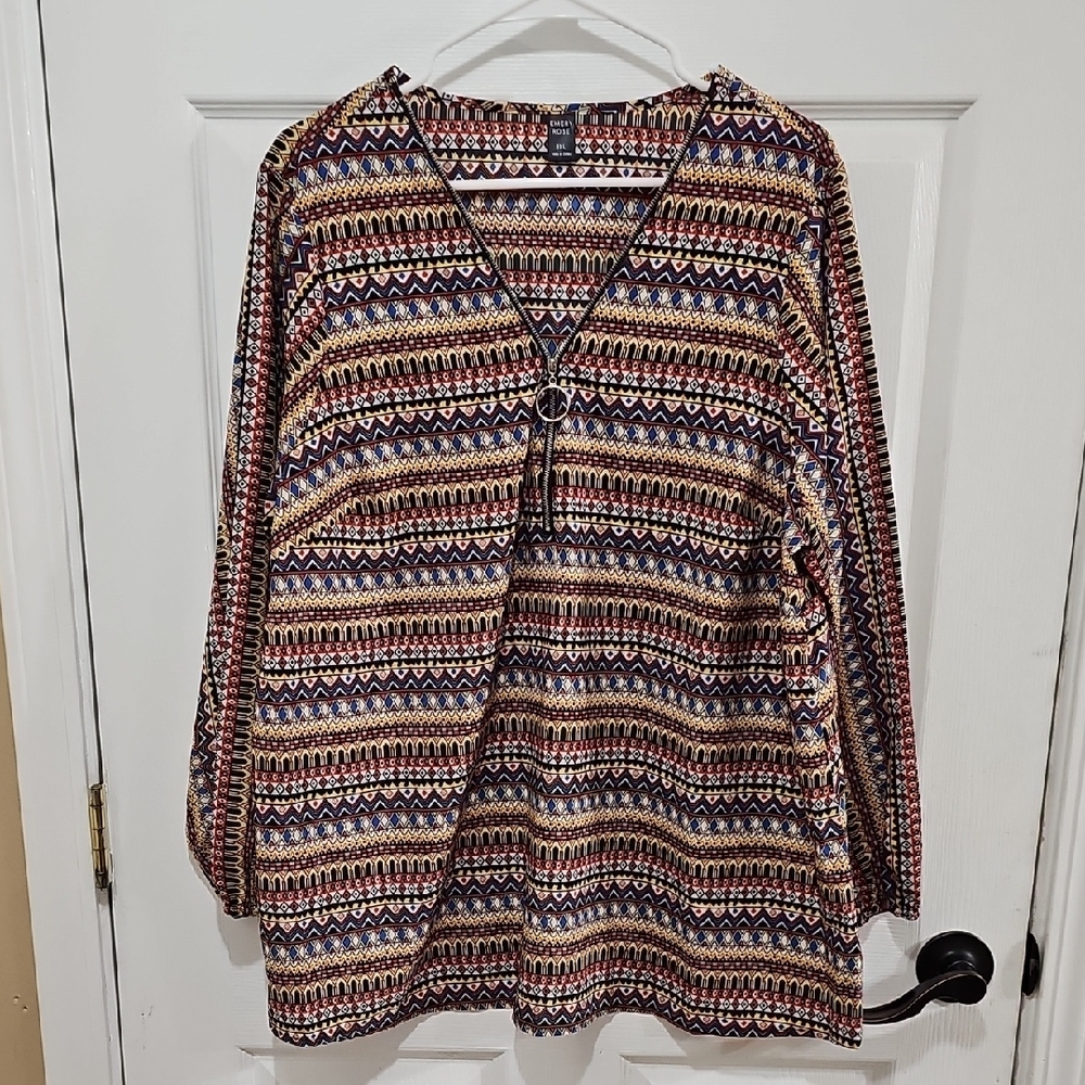 Emery Rose Multicolor Patterned Women's Top